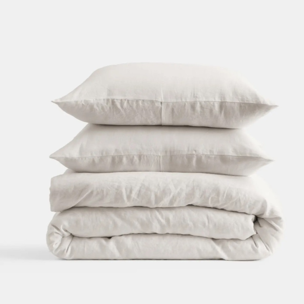 Queen/Full Quince European Linen Duvet Cover Set NWT